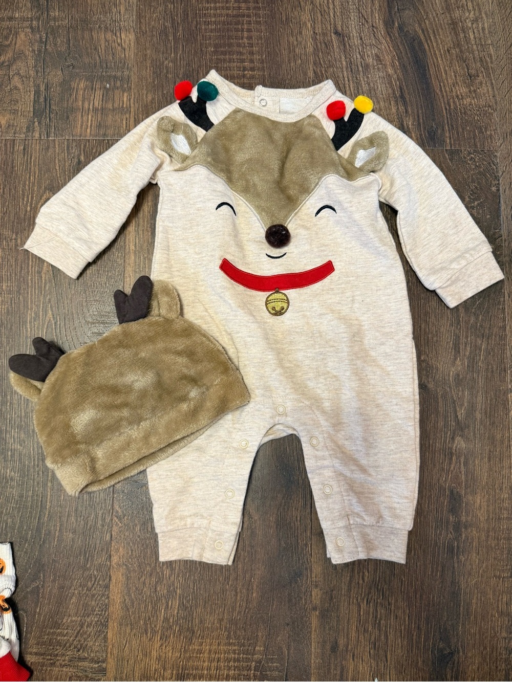 Holiday Time Cream Baby Romper with Snap Closures